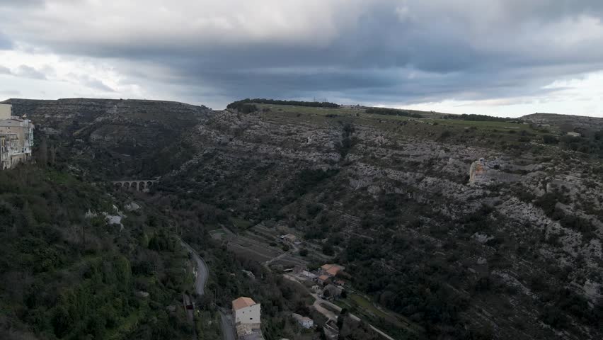 Aerial view of Ragusa Ibla old town in Sicily, Italy.