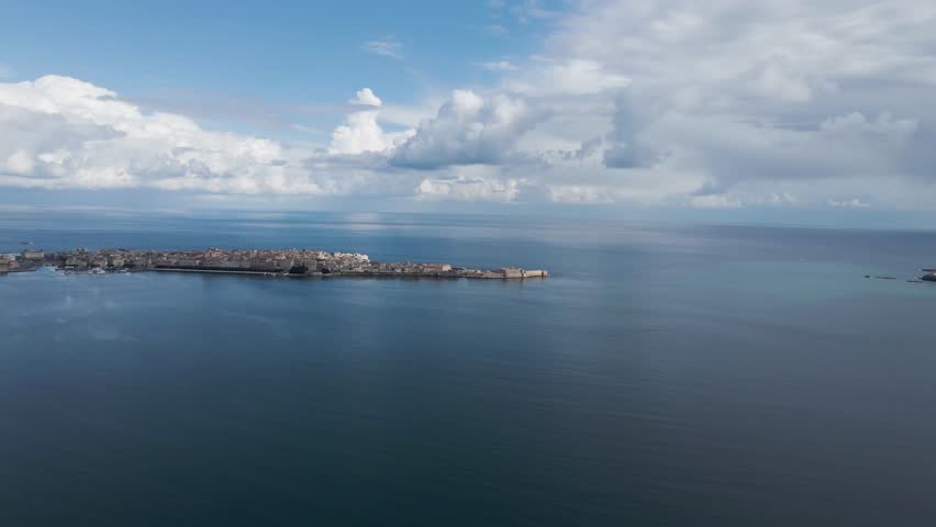 Aerial view of Ortigia island in Syracuse, Sicily, Italy.