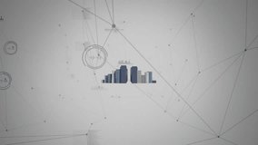 Animation of network of connections over 3d buildings model against grey background. Global networking and architectural engineering technology concept - Powered by Shutterstock - Get 15% off with code: PIKWIZARD15