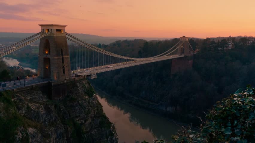 Clifton Suspension Bridge Bristol Sunset Evening Cars