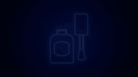 Glowing neon line Bottle of nail polish icon isolated on black background. 4K Video motion graphic animation.