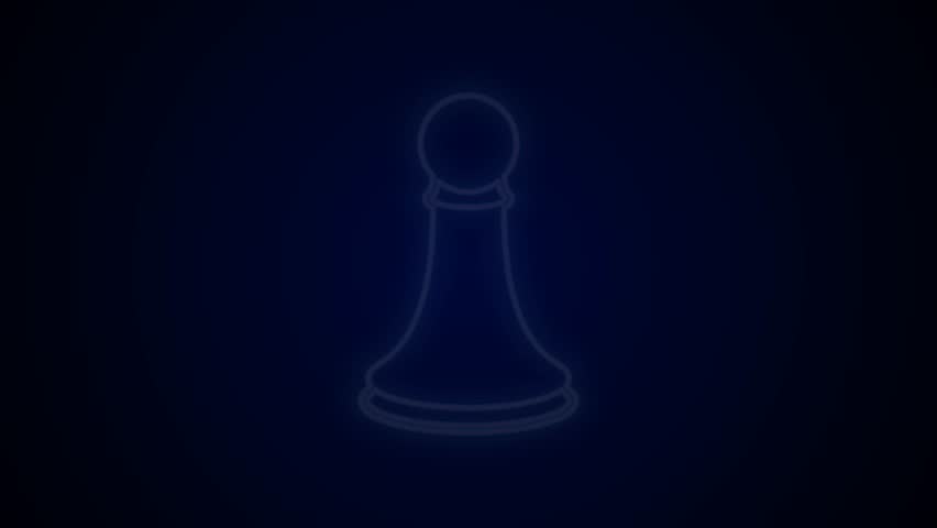 Glowing neon line Chess pawn icon isolated on black background. 4K Video motion graphic animation.
