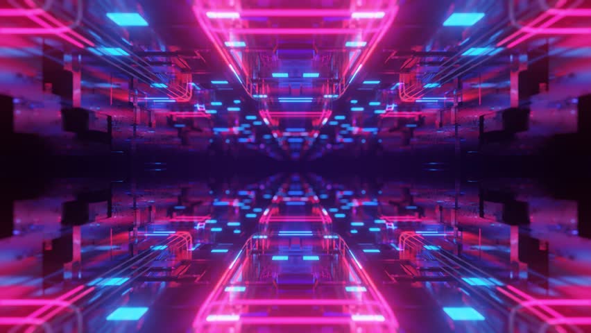 Kaleidoscopic neon abstract background. Vj loop neon light abstract symmetrical composition. 3D Illustration | Shutterstock HD Video #1100240561