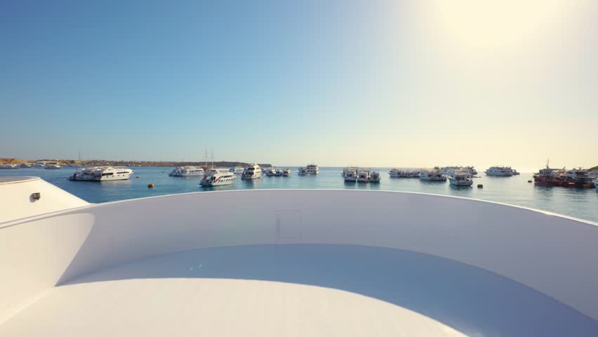 Yachts on the shores of the Red Sea in Sharm El Sheikh, Egypt. Royalty-Free Stock Footage #1100240779