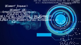 Animation of 3d car model, scope scanning and data processing. Global car engineering, business, finances, computing and data processing concept digitally generated video. - Powered by Shutterstock - Get 15% off with code: PIKWIZARD15