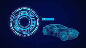 Animation of 3d car model, scope scanning and data processing. Global car engineering, business, finances, computing and data processing concept digitally generated video. - Powered by Shutterstock - Get 15% off with code: PIKWIZARD15