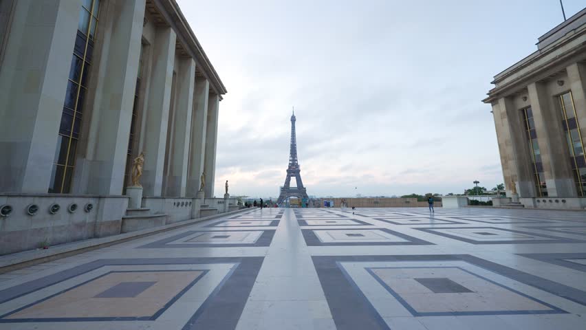The Eiffel tower from Trocadero square. Best Destinations in Europe. Paris, France. Royalty-Free Stock Footage #1100248933