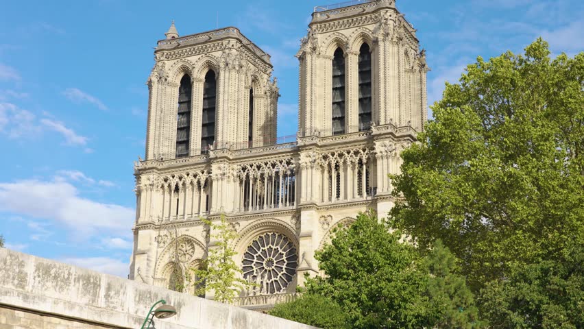 Notre Dame de Paris Cathedral, most beautiful Cathedral in Paris, France. Royalty-Free Stock Footage #1100248947