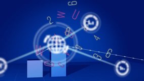 Animation of network of icons and changing numbers and alphabets over statistical data processing. Global networking and business data technology concept - Powered by Shutterstock - Get 15% off with code: PIKWIZARD15