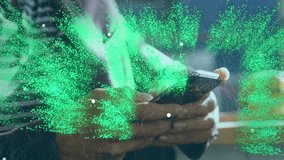 Animation of nft and earth day text banner against mid section of businessman using smartphone. Earth day awareness and business technology concept - Powered by Shutterstock - Get 15% off with code: PIKWIZARD15