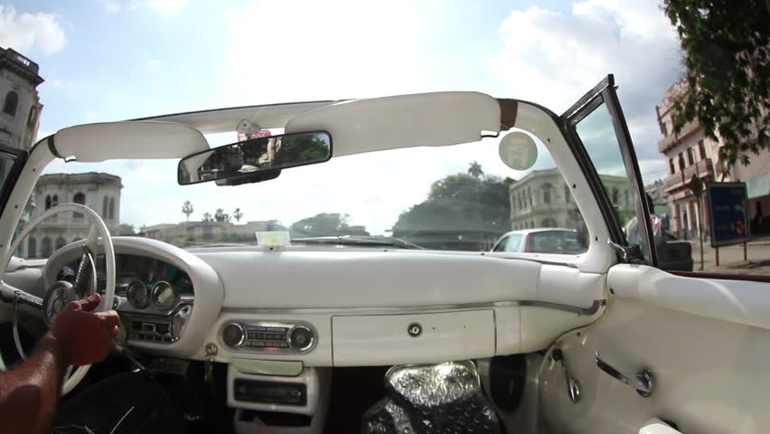 The streets of havana, cuba, filmed from a convertible classic car