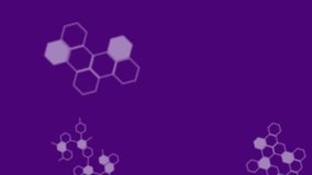 Animation of data processing, dna and chemical structure against purple gradient background. Medical research and science technology concept - Powered by Shutterstock - Get 15% off with code: PIKWIZARD15