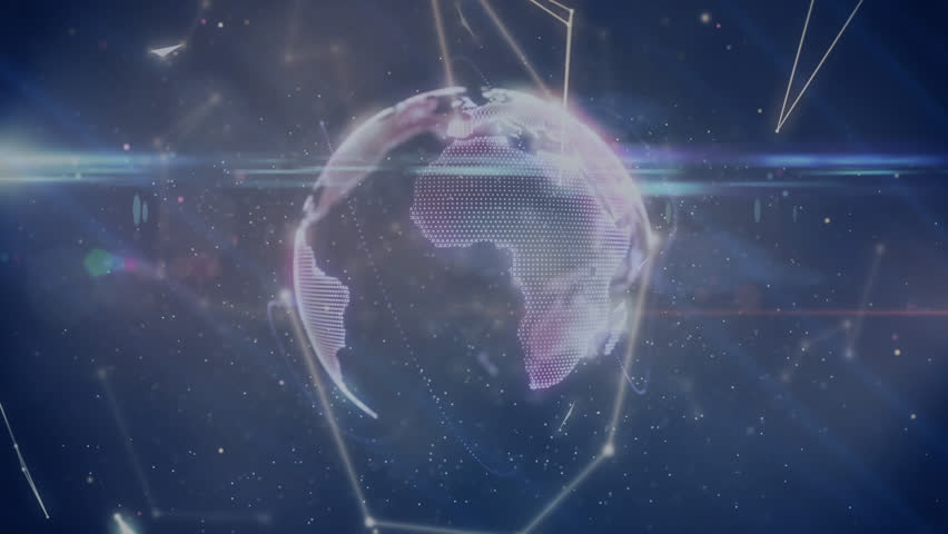 Animation of network of connections with globe over blue background. Global networks, business, finances, computing and data processing concept digitally generated video. | Shutterstock HD Video #1100263001