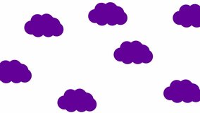 Animated violet clouds fly from left to right. Looped video. Natural background. Vector illustration isolated on white background.