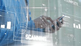 Animation of interface with data processing against mid section of a man using smartphone. Computer interface and business technology concept - Powered by Shutterstock - Get 15% off with code: PIKWIZARD15