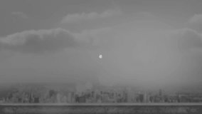 Animation of connected icons with lines over cityscape and cloudy sky. Digital composite, multiple exposure, communication, buildings, message, social media, architecture and technology concept. - Powered by Shutterstock - Get 15% off with code: PIKWIZARD15