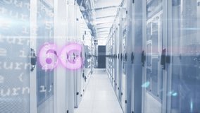 Animation of 6g text banner and data processing against light trails over computer server room. Global networking and business data storage technology concept - Powered by Shutterstock - Get 15% off with code: PIKWIZARD15