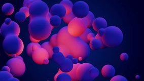 3d render pink blue metaball split into many bubbles meta balls deformation motion design animation abstract digital art moving flying round spheres medical business backdrop presentation background