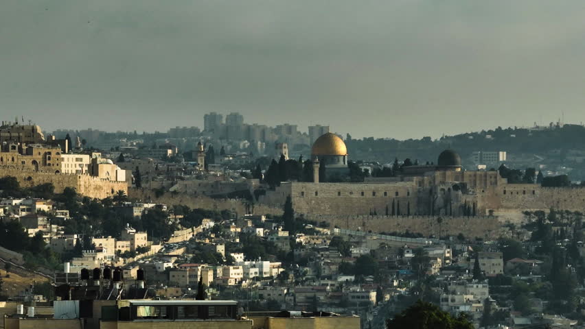 Temple Mount, Dome of the Rock, and Western Wall next to the City of David in Jerusalem, the holy city of Israel.
