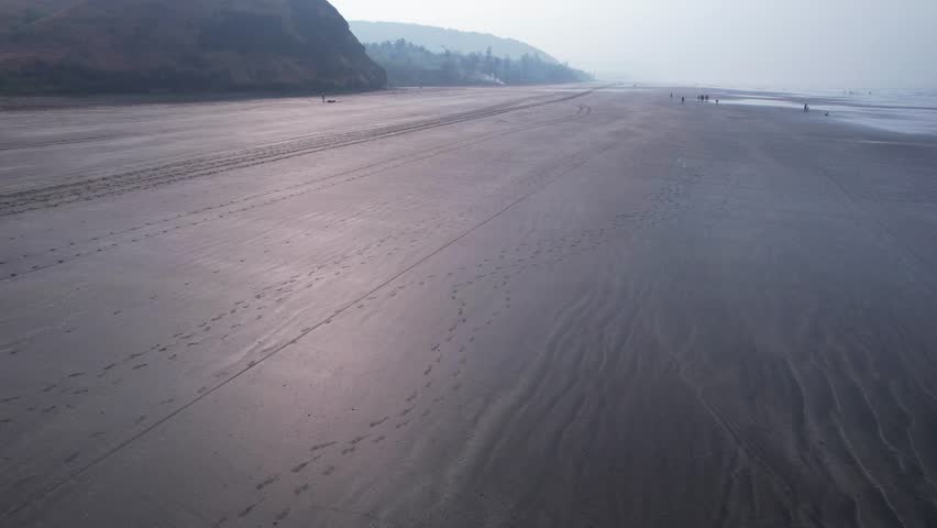 Aerial footage of Harnai beach at Dapoli, located 200 kms from Pune on the West Coast of Maharashtra India.