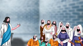 Video of Jesus Christ is teaching people, Easter background.