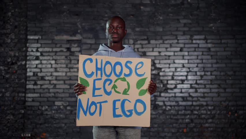 A group of protesting youth are against environmental pollution, global warming Royalty-Free Stock Footage #1100296681