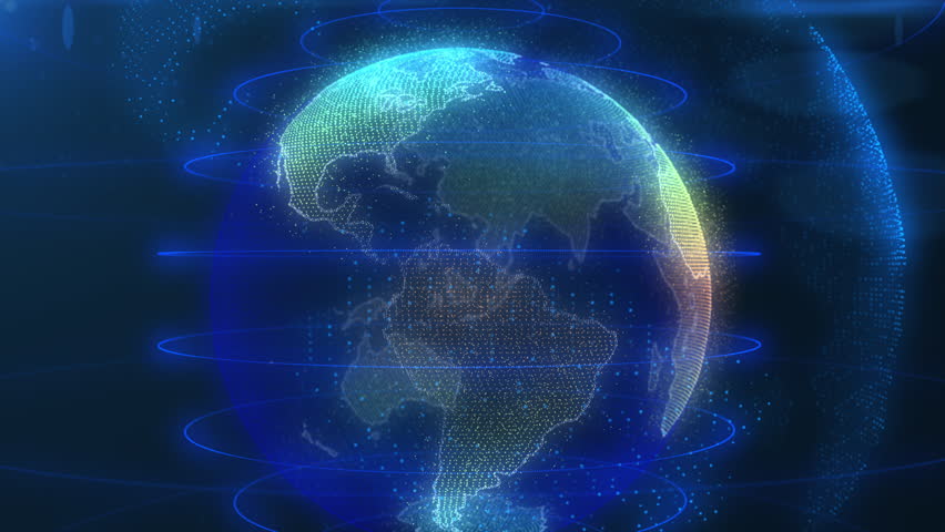 Abstract Tech Earth Globalization in 3d Motion Graphic. Concept Transmit Ai Networking on Fiber Optic. Transfer 5g Web Communications Signal on Worldwide. Global Business Dots on Rotating Blue Planet | Shutterstock HD Video #1100297191