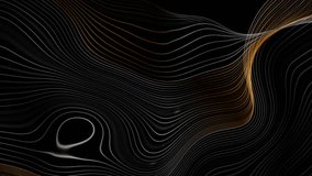 Golden and silver wavy liquid lines abstract background. Seamless looping motion design. Video animation Ultra HD 4K 3840x2160