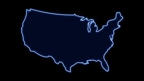 American neon map 4k animation with a glowing light stroke around the map. USA map animation backdrop - Powered by Shutterstock - Get 15% off with code: PIKWIZARD15