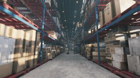 Warehouse filled with boxes on shelves. Warehouse full of racks with packs. Retail Warehouse full of shelves with goods. 3d visualization - Powered by Shutterstock - Get 15% off with code: PIKWIZARD15