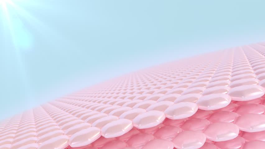 Skin cell 3D animation. UV-protective skin cells. advertisements for creams, serums, and sunscreens. Ultraviolet protection shield reflects. Royalty-Free Stock Footage #1100306355