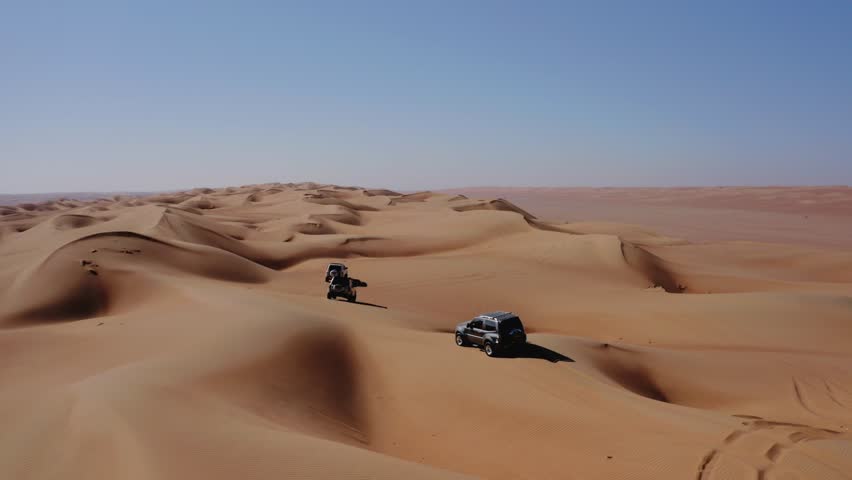 The Gulf of Oman desert and semi-desert is a coastal ecoregion on the Persian Gulf and the Gulf of Oman  at the northeastern tip of the Arabian Peninsula. The climate is hot and dry, with gravelly Royalty-Free Stock Footage #1100309941