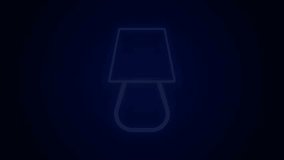 Glowing neon line Table lamp icon isolated on black background. 4K Video motion graphic animation.