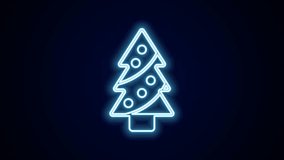 Glowing neon line Christmas tree with decorations icon isolated on black background. Merry Christmas and Happy New Year. 4K Video motion graphic animation. - Powered by Shutterstock - Get 15% off with code: PIKWIZARD15