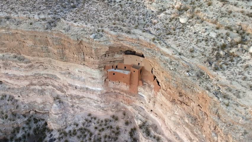 4K Aerial footage of Montezuma Castle National Park in Camp Verde, Arizona, USA