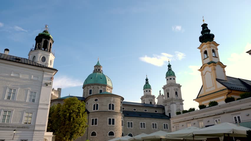 Residenzplatz, the Stately Square at the Historic Center of Salzburg, Austria