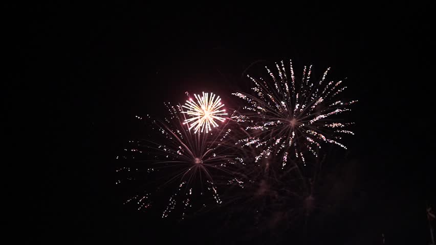 Festive patterned firework bursting in various shapes 