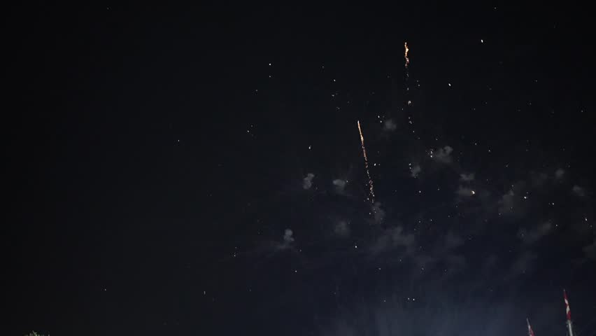 Festive patterned firework bursting in various shapes 
