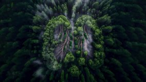 A forest in the shape of human lungs showing that we need a healthy planet to sustain life on Earth. A looping clip
