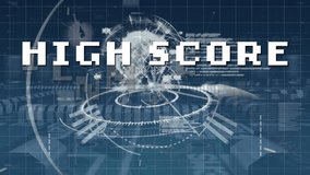 Animation of high score text over globe and data processing. Global business and digital interface concept digitally generated video. - Powered by Shutterstock - Get 15% off with code: PIKWIZARD15