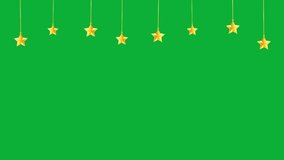 Animated gold hanging stars. New Year, Christmas or Ramadan Decorations. Hanging Bright Stars Frame for Design Template. Creative Design Element. Isolated on Chroma Key Background. - Powered by Shutterstock - Get 15% off with code: PIKWIZARD15
