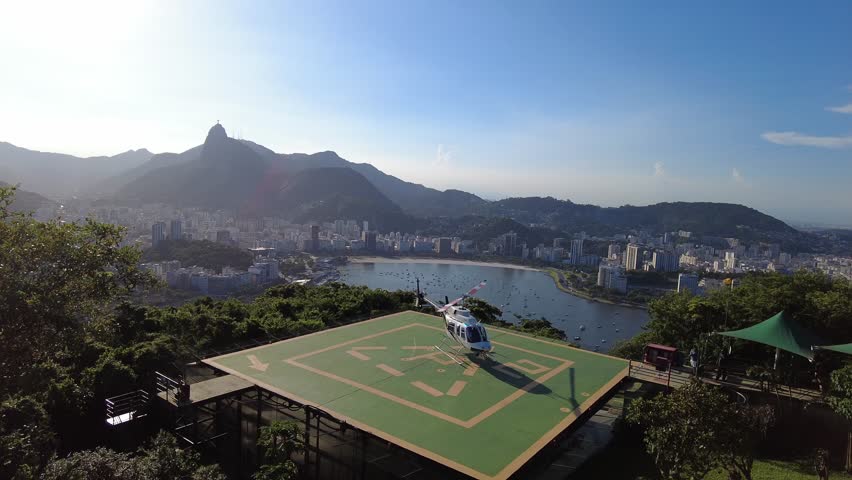 Helicopter taking off from Rio de Janeiro, Brazil. High quality 4k footage.
