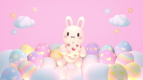 Looped cartoon bunny and Easter eggs animation. - Powered by Shutterstock - Get 15% off with code: PIKWIZARD15