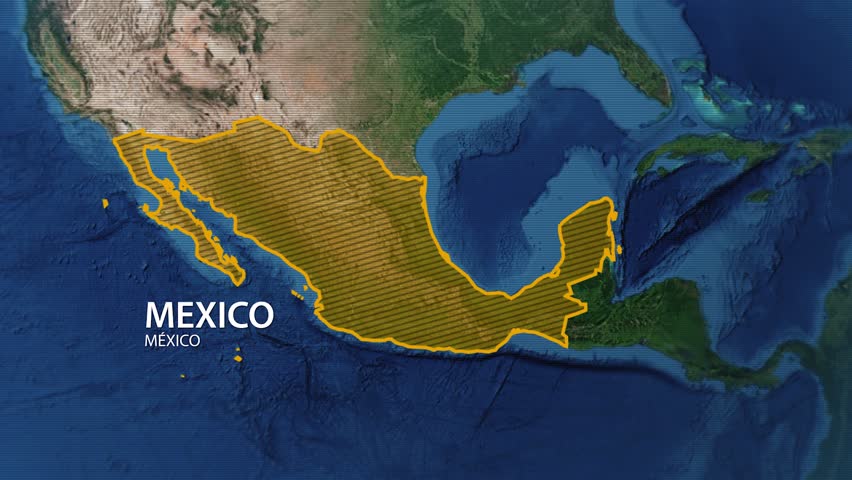 Drawing the borders of the state of Mexico on the map. Approaching from outer space Royalty-Free Stock Footage #1100337581
