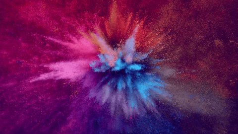 Super slow motion of colored powder explosion. Filmed on high speed cinema camera, 1000fps. Arkivvideo