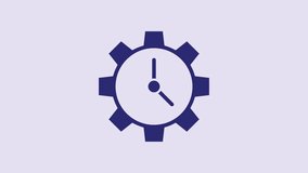 Blue Time Management icon isolated on purple background. Clock and gear sign. Productivity symbol. 4K Video motion graphic animation. - Powered by Shutterstock - Get 15% off with code: PIKWIZARD15