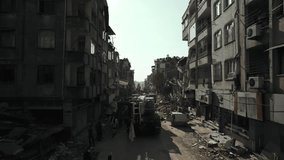 Aerial footage captures the devastating aftermath of a 7.7 magnitude earthquake that struck Turkey on February 6, 2023. 