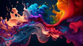 Colorful abstract liquid marble texture, fluid art. Very nice abstract blue red design swirl background video. 3D Animation, 4k