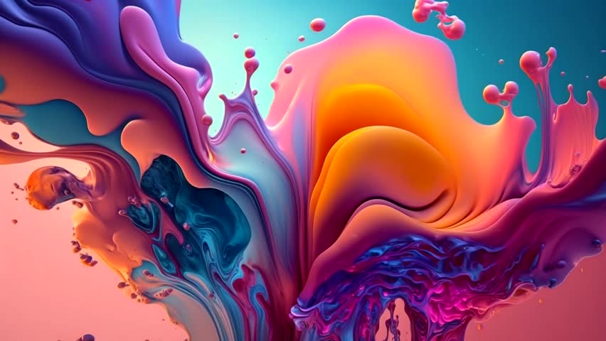 Colorful abstract liquid marble texture, fluid art. Very nice abstract blue red design swirl background video. 3D Animation, 4k Royalty-Free Stock Footage #1100348971