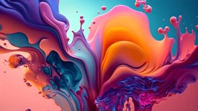 Colorful abstract liquid marble texture, fluid art. Very nice abstract blue red design swirl background video. 3D Animation, 4k